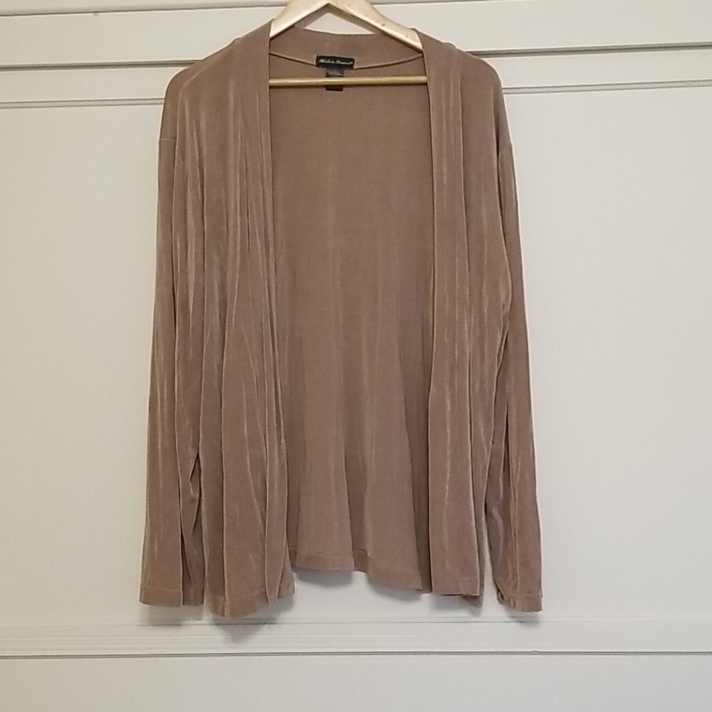 Made in Heaven Slinky Tan Open Cardigan (1X)